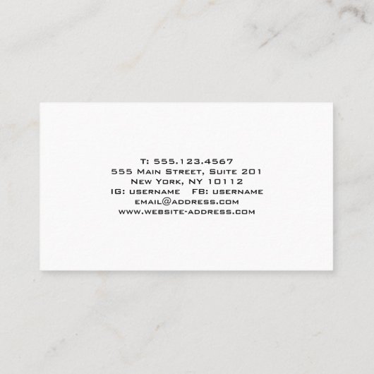 Minimale professional visitekaartje (Achterkant)