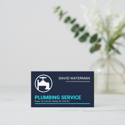 Minimale professionele blauwe lijn visitekaartje (Staand voorkant)