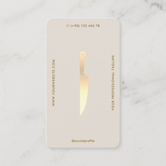 Minimale professionele Chef Knife Zand Visitekaartje (Voorkant)