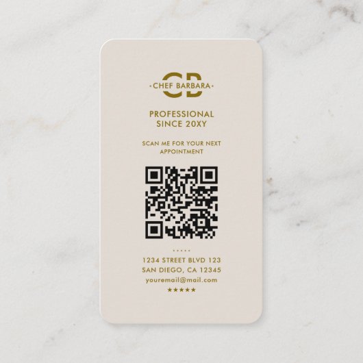 Minimale professionele Chef Knife Zand Visitekaartje (Achterkant)