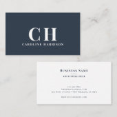 Minimale Professionele Eenvoudige Monogram Marine Visitekaartje (Voorkant / Achterkant)