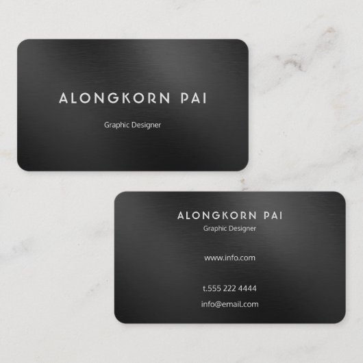 Minimale professionele elegante metalen textuur visitekaartje (Voorkant / Achterkant)