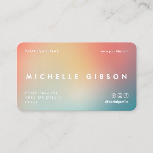 Minimale professionele esthetische perzik Blauwgro Visitekaartje (Voorkant)