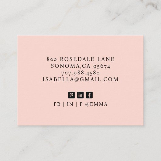 Minimale professionele fotokoraal visitekaartje (Achterkant)