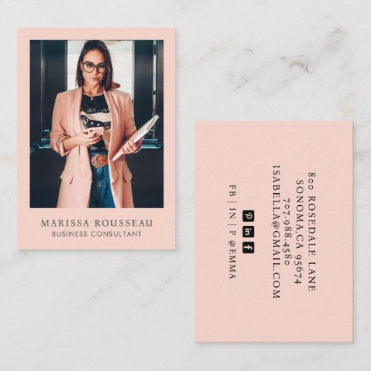 Minimale professionele fotokoraal visitekaartje (Voorkant / Achterkant)