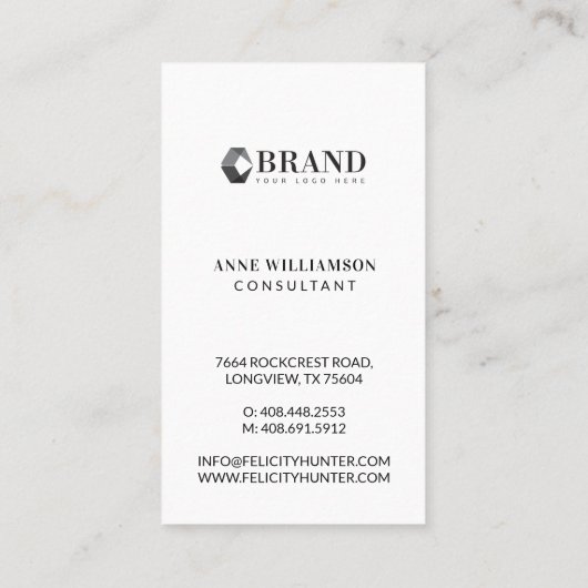 Minimale professionele foto's en uw Logo Visitekaartje (Achterkant)