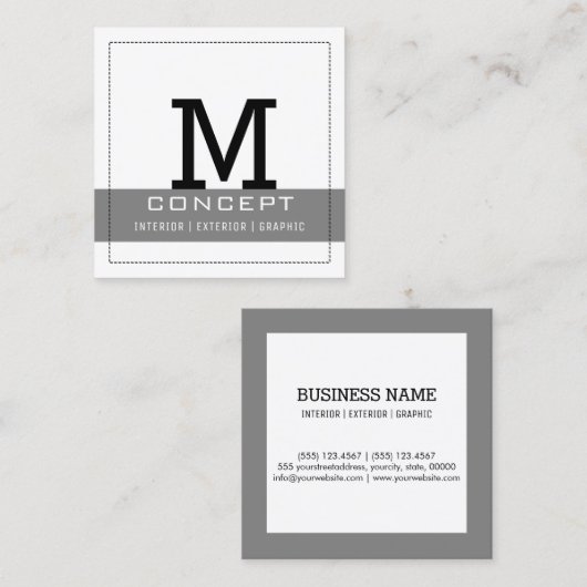 Minimale professionele grijze legant #2 vierkante visitekaartje (Voorkant / Achterkant)
