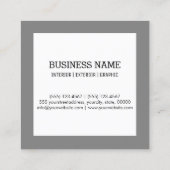 Minimale professionele grijze legant #2 vierkante visitekaartje (Achterkant)