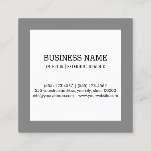 Minimale professionele grijze legant #2 vierkante visitekaartje (Achterkant)