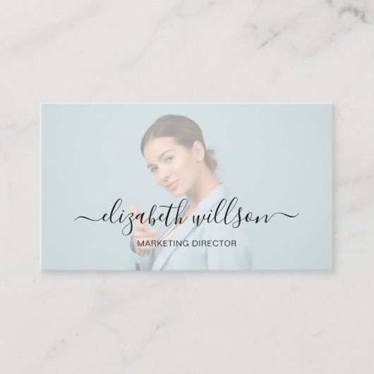 Minimale professionele handgeschreven scriptfoto visitekaartje (Voorkant)