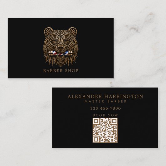 Minimale professionele herenkapper Bronze Beer Visitekaartje (Voorkant / Achterkant)