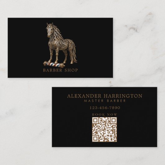 Minimale professionele herenkapper Bronze Mustang Visitekaartje (Voorkant / Achterkant)
