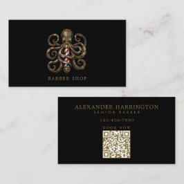 Minimale professionele herenkapper Bronze Octopus Visitekaartje