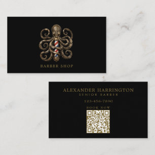 Minimale professionele herenkapper Bronze Octopus Visitekaartje