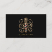 Minimale professionele herenkapper Bronze Octopus Visitekaartje (Voorkant)