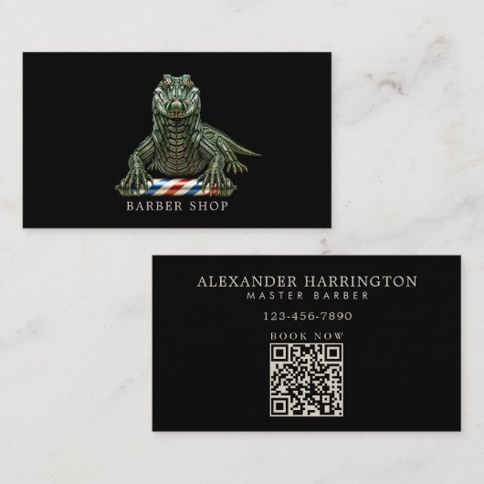 Minimale professionele herenkapper Emerald Alligat Visitekaartje (Voorkant / Achterkant)