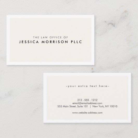 Minimale professionele ivoor/witte advocaat visitekaartje (Voorkant / Achterkant)