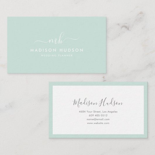 Minimale professionele legant Mint Visitekaartje (Voorkant / Achterkant)
