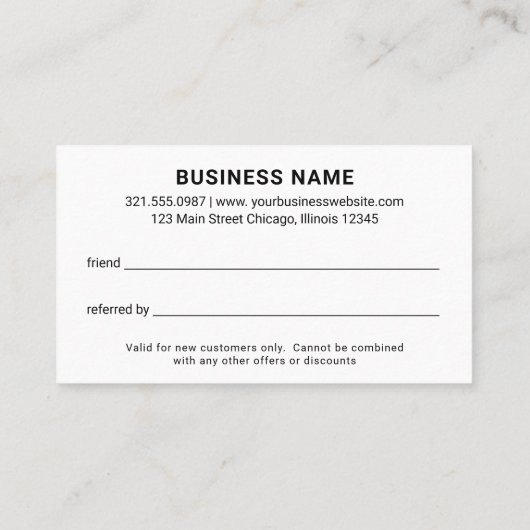 Minimale professionele Logo Modern Eenvoudig Aanbevelingskaartje (Achterkant)