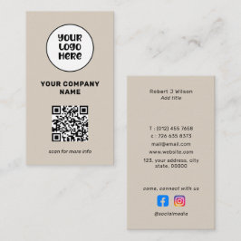 Minimale professionele Logo QR-code Social Media Visitekaartje