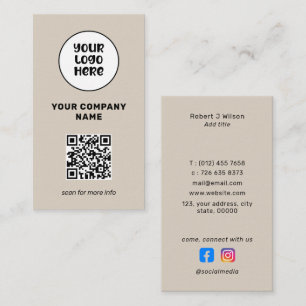 Minimale professionele Logo QR-code Social Media Visitekaartje