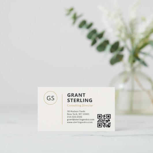Minimale professionele Logo QR-code Visitekaartje (Staand voorkant)