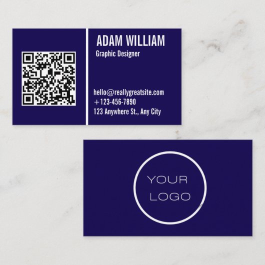 Minimale professionele Logo QR-code Visitekaartje (Voorkant / Achterkant)