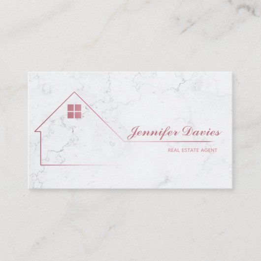 Minimale professionele marmer Real Estate Agent Visitekaartje (Voorkant)