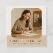 Minimale Professionele Moderne Naam Bedrijfsfoto Vierkante Visitekaartje (Voorkant)