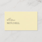 Minimale professionele moderne pasteelgeel visitekaartje (Voorkant)