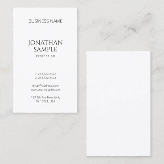 Minimale professionele moderne verticale Sjabloon Visitekaartje (Voorkant / Achterkant)