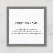 Minimale professionele moderne, witte nikkel vierkante visitekaartje (Achterkant)