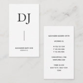 Minimale professionele monogram DJ Visitekaartje (Voorkant / Achterkant)