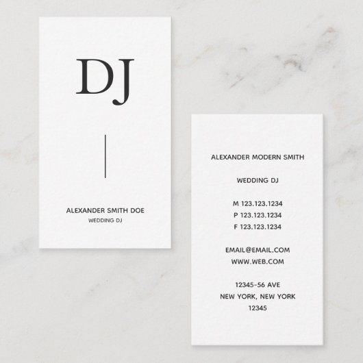 Minimale professionele monogram DJ Visitekaartje (Voorkant / Achterkant)
