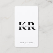 Minimale professionele monogram naam Initialen wit Visitekaartje (Voorkant)