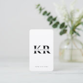 Minimale professionele monogram naam Initialen wit Visitekaartje (Staand voorkant)
