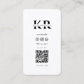 Minimale professionele monogram naam Initialen wit Visitekaartje (Achterkant)