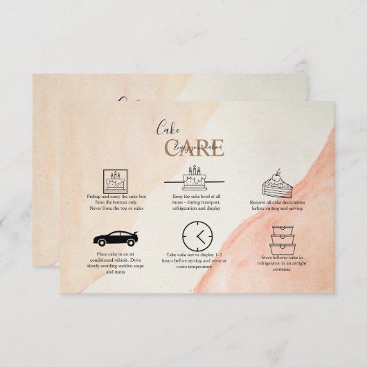 Minimale professionele Oranje Terracotta Cake Care Bedankkaart (Voorkant / Achterkant)