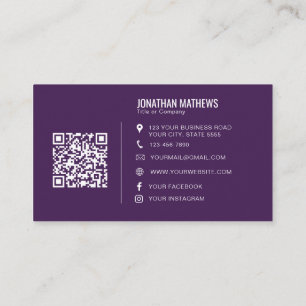 Minimale professionele Paarse onderneming Logo QR Visitekaartje