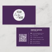 Minimale professionele Paarse onderneming Logo QR Visitekaartje (Voorkant / Achterkant)