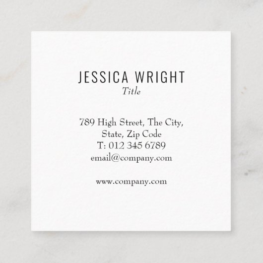 Minimale professionele piekbalken vierkante visitekaartje (Achterkant)