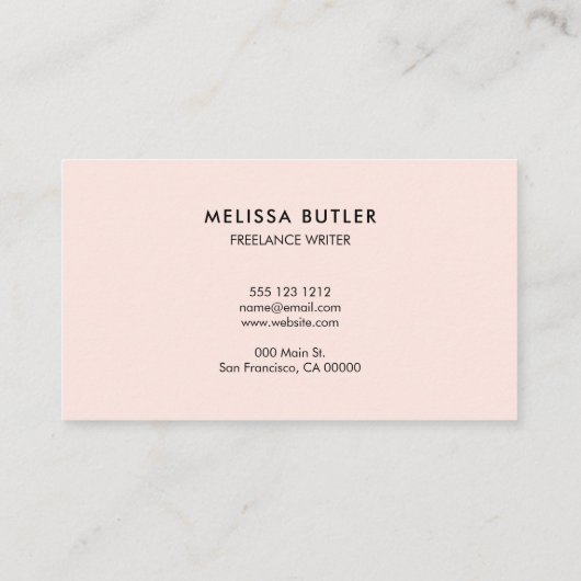 Minimale professionele QR-code Blush roze Visitekaartje (Achterkant)