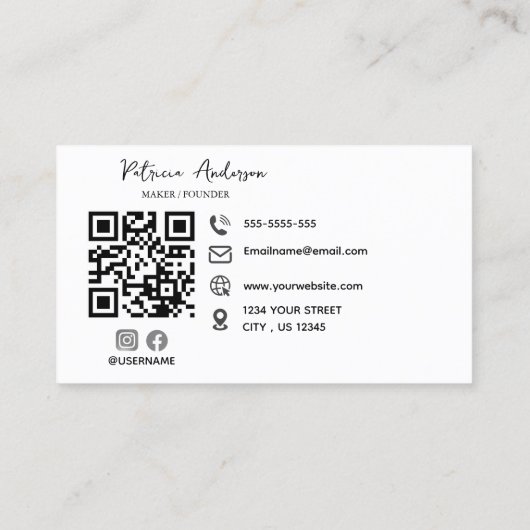 Minimale Professionele QR Code Blush Roze Visitekaartje (Achterkant)