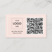 Minimale professionele QR-code Blush roze Visitekaartje (Voorkant)