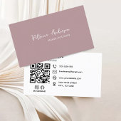 Minimale Professionele QR Code Blush Roze Visitekaartje