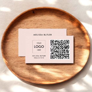 Minimale professionele QR-code Blush roze Visitekaartje