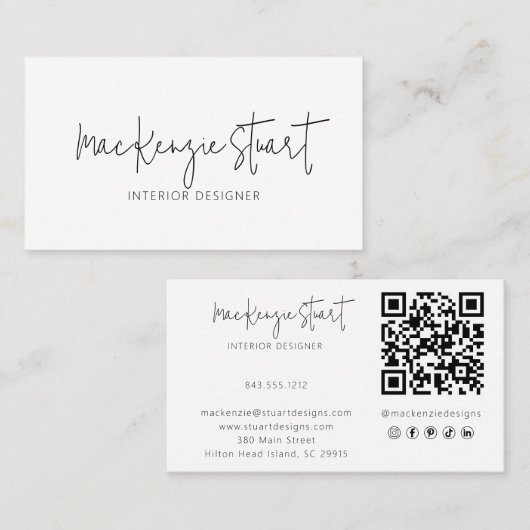 Minimale professionele QR-code Eenvoudig Modern Visitekaartje (Voorkant / Achterkant)