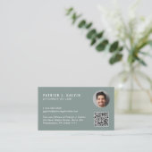Minimale professionele QR-code Foto Groen Visitekaartje (Staand voorkant)