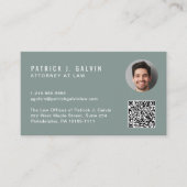 Minimale professionele QR-code Foto Groen Visitekaartje (Voorkant)