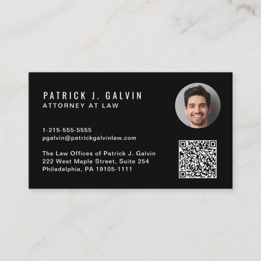 Minimale professionele QR code foto zwart Visitekaartje (Voorkant)
